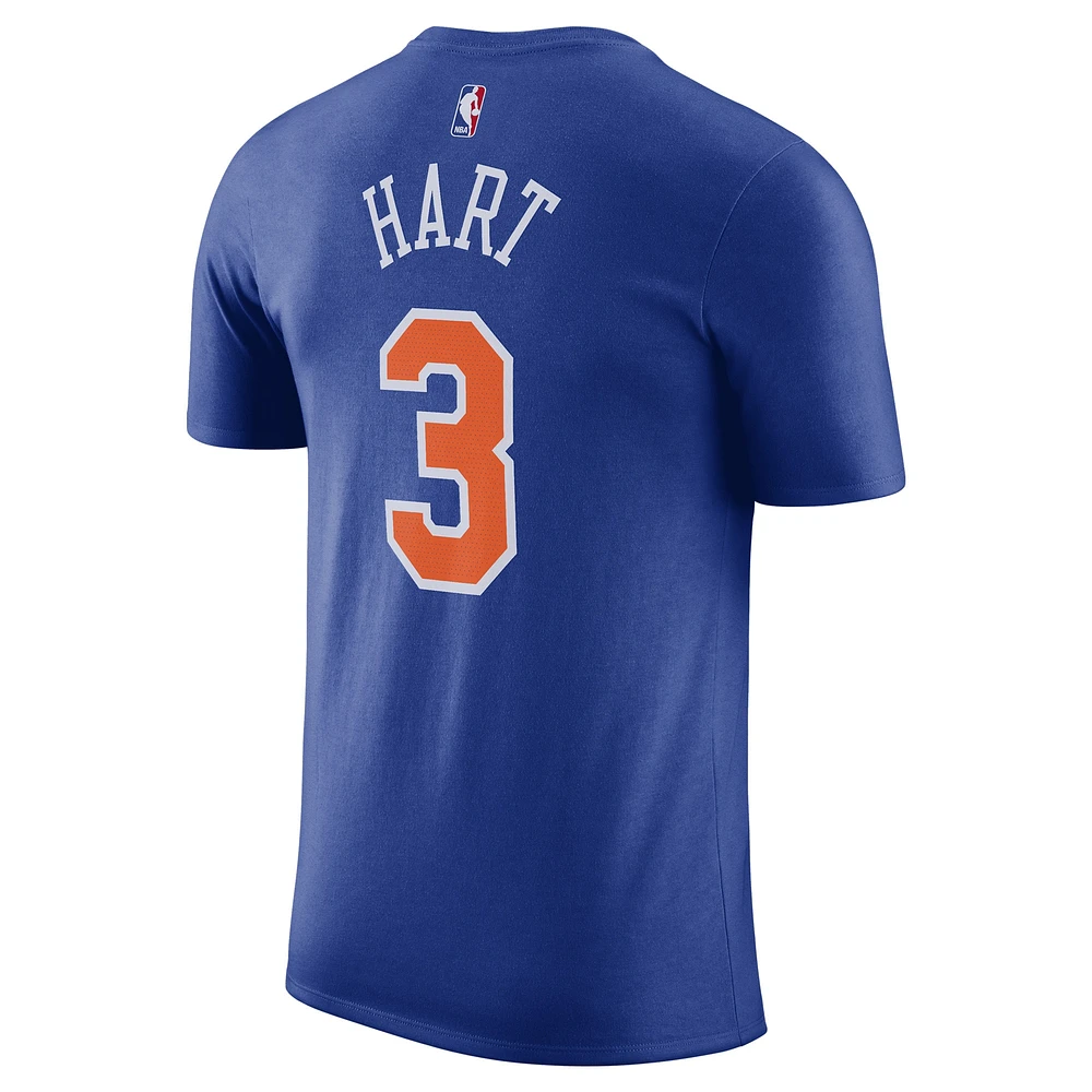 Men's Nike Josh Hart Blue New York Knicks Icon Edition Name & Number T-Shirt