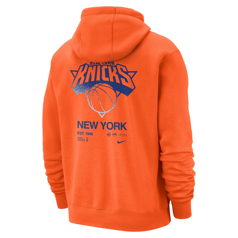 Sweat à capuche Nike Orange New York Knicks Courtside Club pour homme