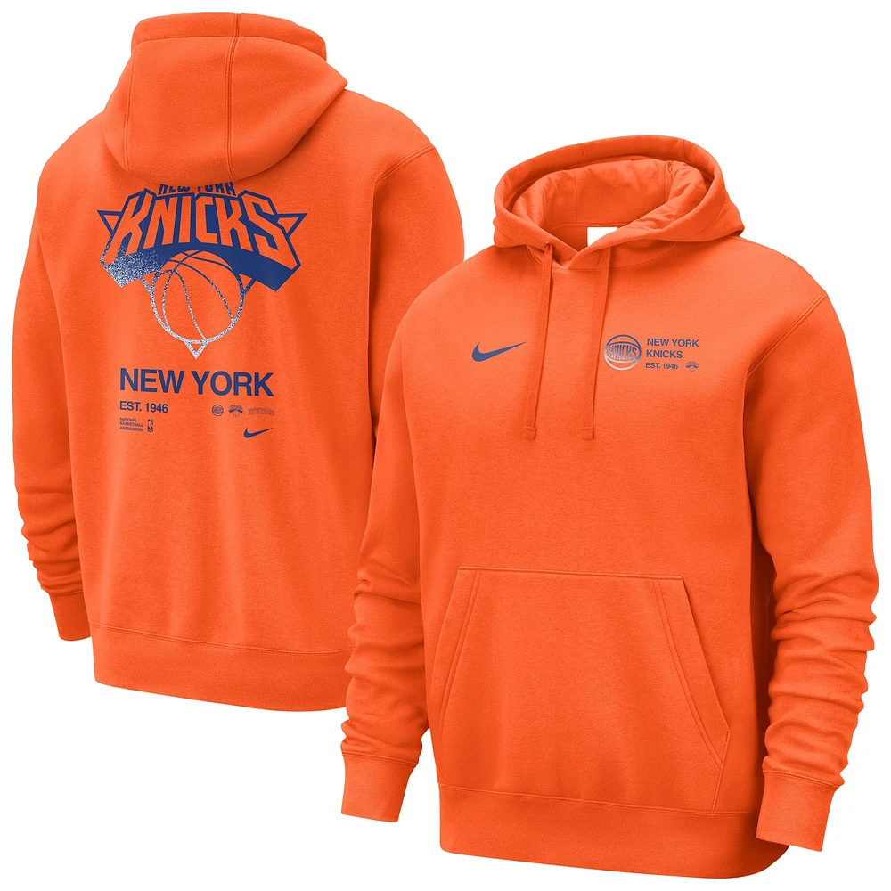 Sweat à capuche Nike Orange New York Knicks Courtside Club pour homme