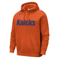 Men's Nike Orange New York Knicks Courtside Versus Stitch Split Pullover Hoodie