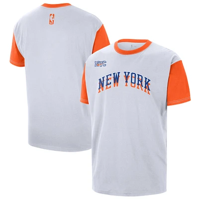 T-shirt Nike blanc New York Knicks 2024/25 City Edition Courtside Color Block pour homme