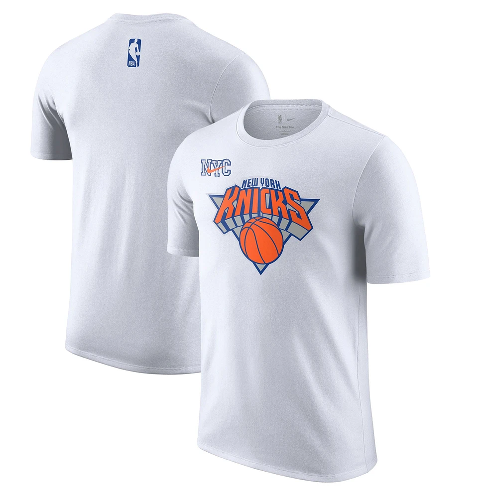 T-shirt Nike blanc avec logo Essential City Edition New York Knicks 2024/25 pour homme