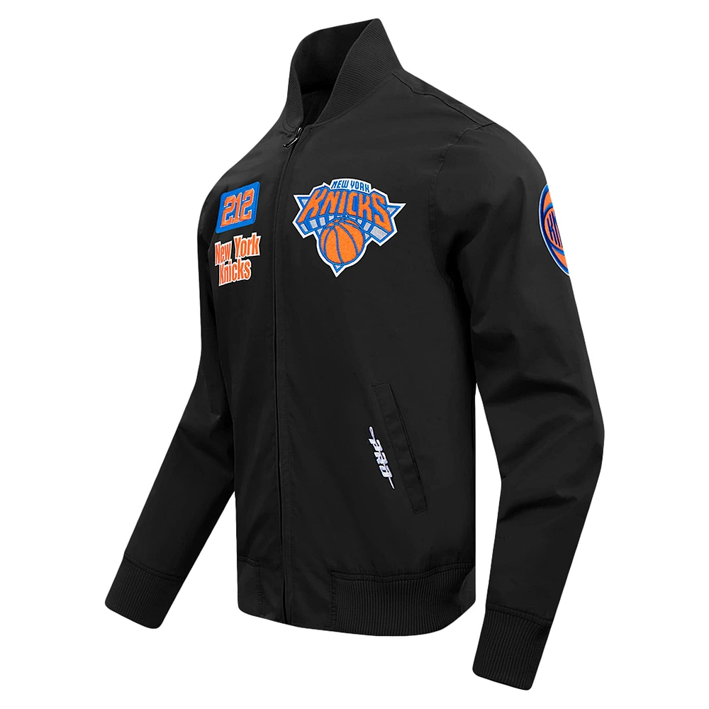 Men's Pro Standard Black New York Knicks Area Code Twill Full-Zip Jacket