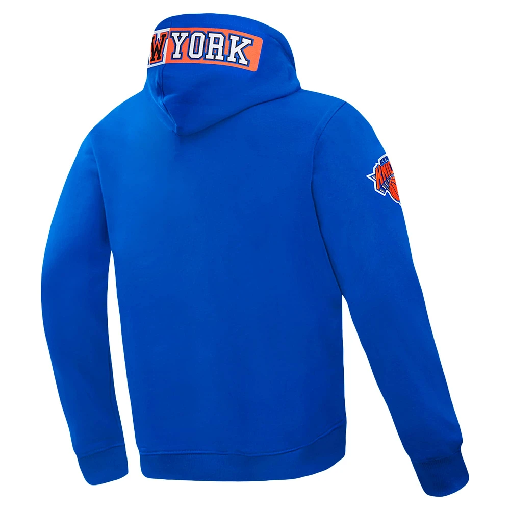 Sweat à capuche logo fendu Pro Standard bleu New York Knicks pour homme