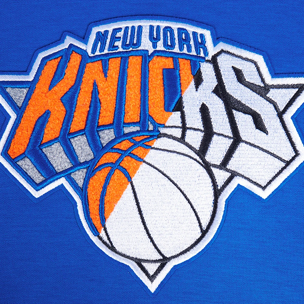 Sweat à capuche logo fendu Pro Standard bleu New York Knicks pour homme