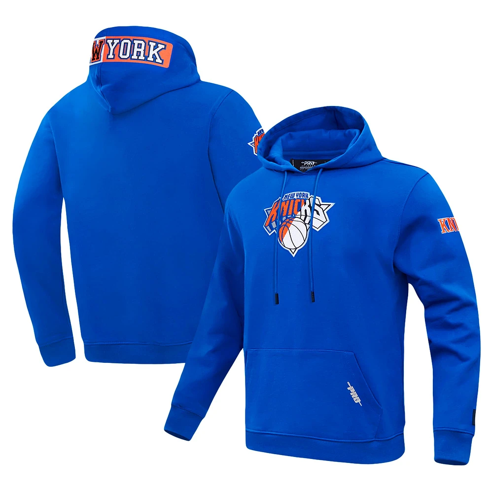 Men's Pro Standard Blue New York Knicks Split Logo Pullover Hoodie