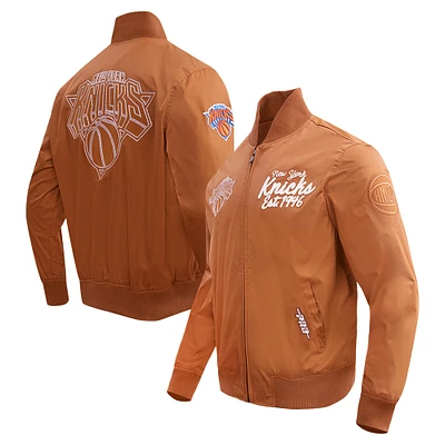 Veste zippée complète Paint The City Pro Standard marron pour homme des New York Knicks