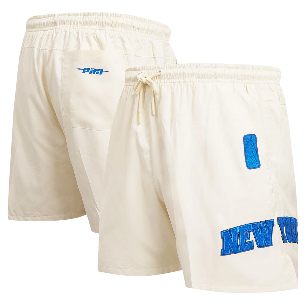 Men's Pro Standard Cream New York Knicks Triple Tonal Woven Shorts