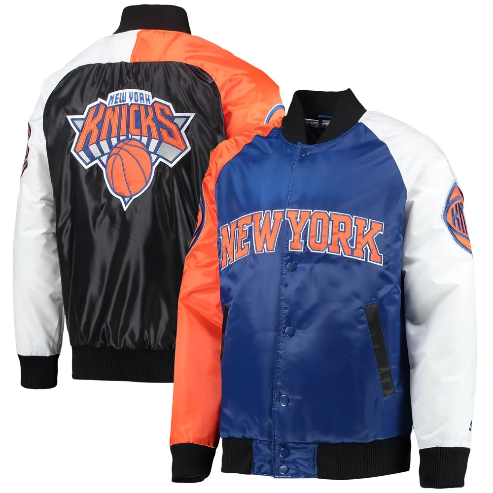 Lids New York Rangers Starter Youth Raglan Full-Snap Varsity Jacket - Blue