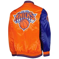 Men's Starter Blue/Orange New York Knicks Fast Break Satin Full-Snap Jacket