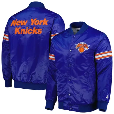 New York Knicks Starter Pick & Roll Satin Full-Snap Varsity Jacket - Blue