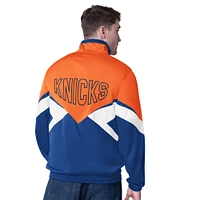 Veste de survêtement entièrement zippée orange/bleue pour homme avec appliqué Rush des New York Knicks