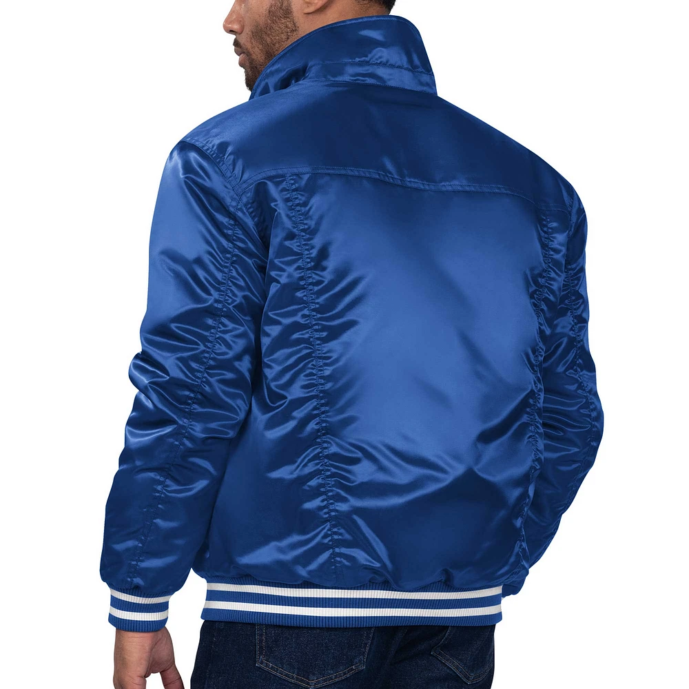 Veste camionneur en satin à boutons-pression Silver Label bleue pour homme Starter x Levi's New York Knicks