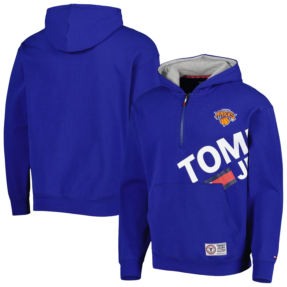 Sweat à capuche demi-fermeture éclair Bernard des New York Knicks de Tommy Jeans pour homme, bleu