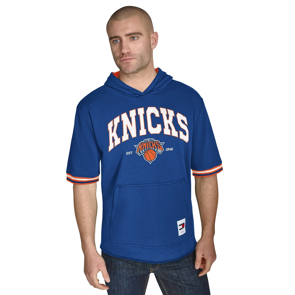 Sweat à capuche manches courtes Paul French Terry bleu New York Knicks de Tommy Jeans pour homme