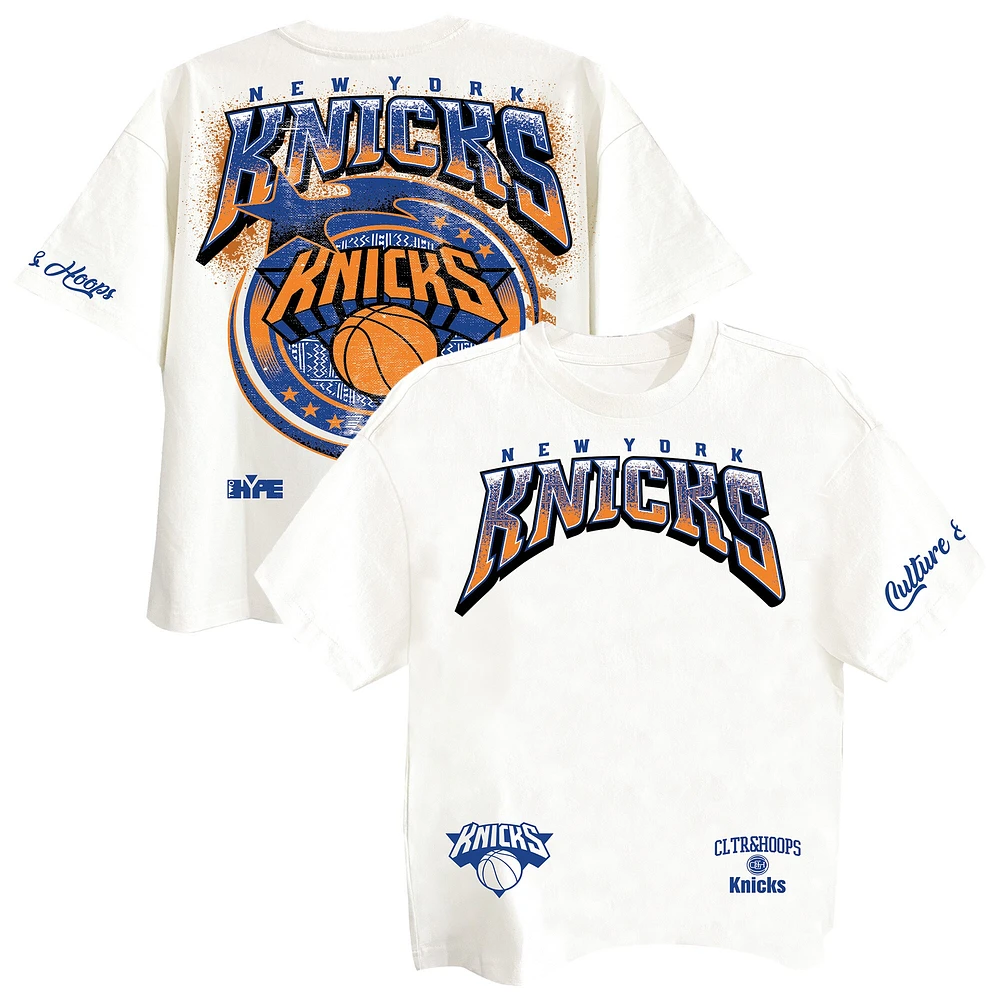 T-shirt premium blanc Two Hype pour homme, collection Drip & Dime des New York Knicks