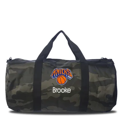 New York Knicks Camo Print Personalized Duffel Bag