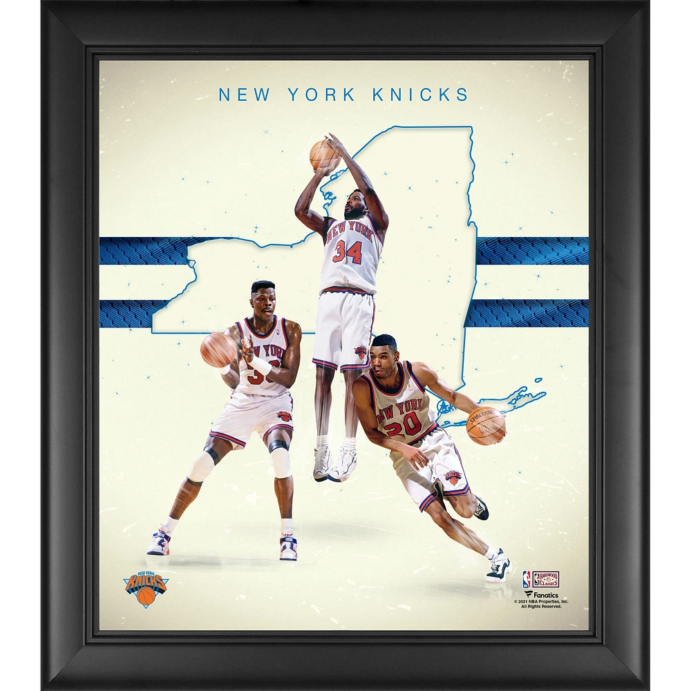 Patrick Ewing Charles Oakley & Allan Houston New York Knicks Framed 15" x 17" 1990s Hardwood Classics Franchise Foundations Collage