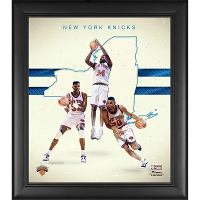 Patrick Ewing Charles Oakley & Allan Houston New York Knicks Framed 15" x 17" 1990s Hardwood Classics Franchise Foundations Collage