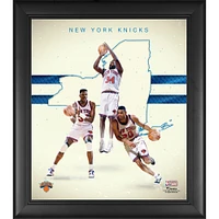 Patrick Ewing Charles Oakley & Allan Houston New York Knicks Framed 15" x 17" 1990s Hardwood Classics Franchise Foundations Collage