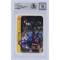 Patrick Ewing New York Knicks Autocollant Fleer autographié 1986 #6 Beckett Fanatics a été témoin d'une carte recrue authentifiée 10