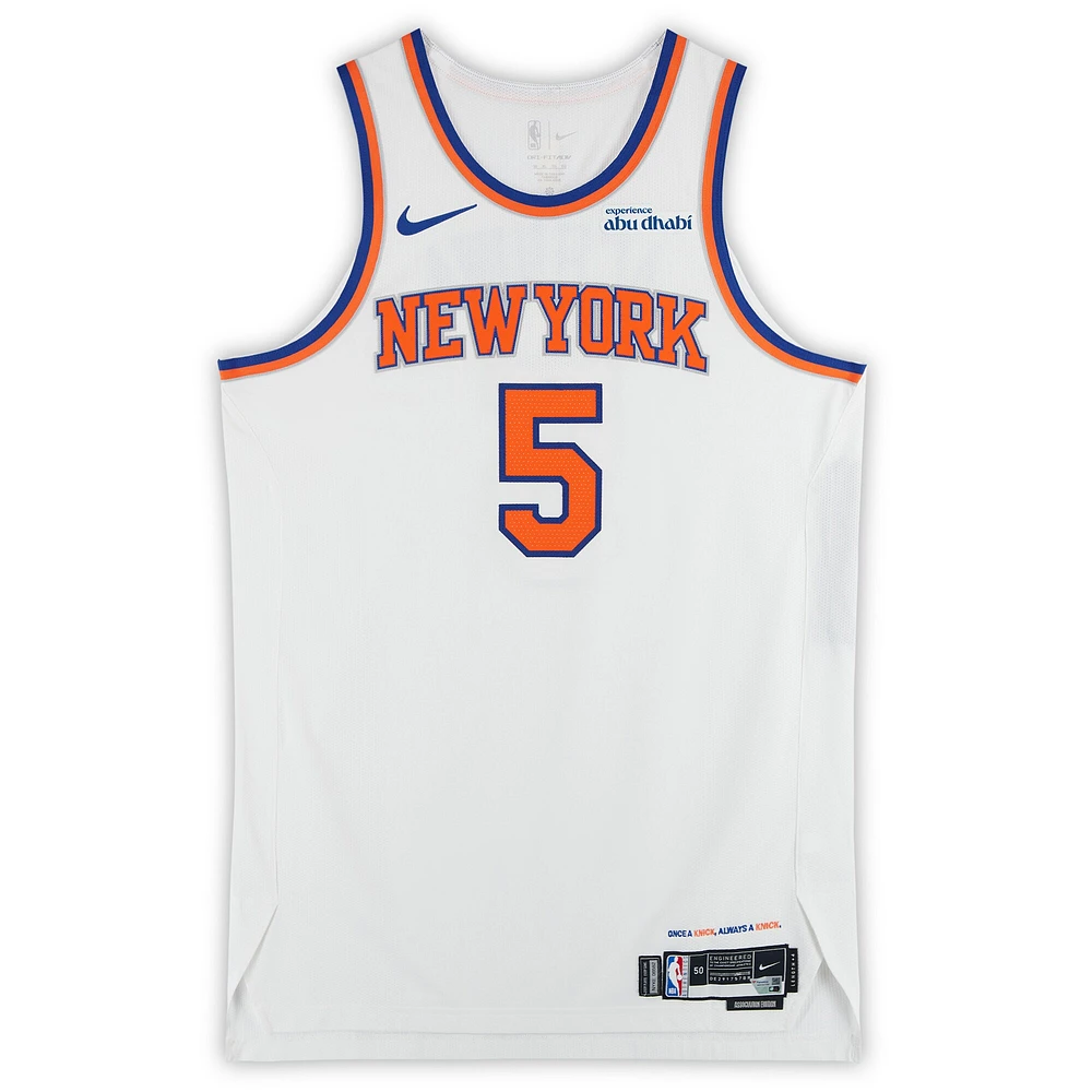 Maillot Nike blanc n° 5 des New York Knicks, utilisé lors du match contre les Indiana Pacers le 11 février 2025 - Taille 50+4