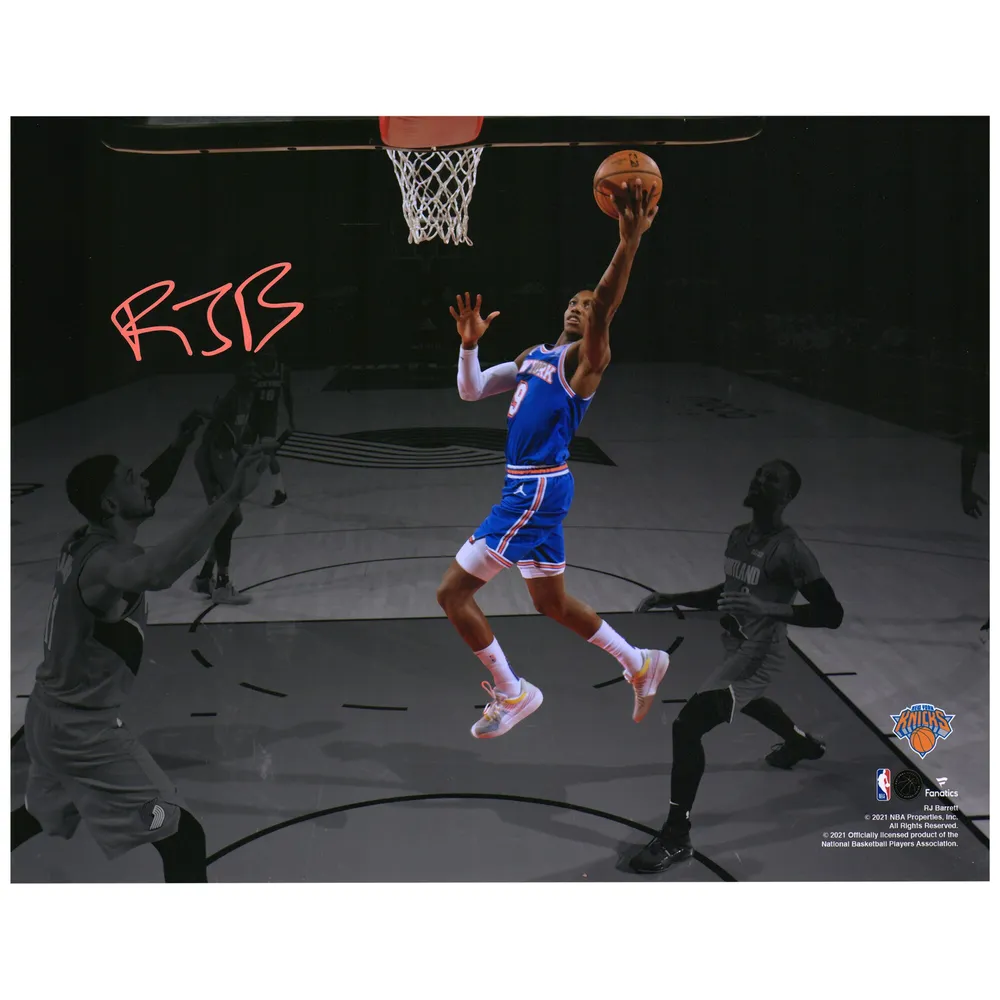 RJ Barrett New York Knicks Autographed 16'' x 20'' Blue Shooting