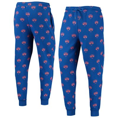 The Wild Collective Royal New York Knicks Allover Logo Jogger Pants