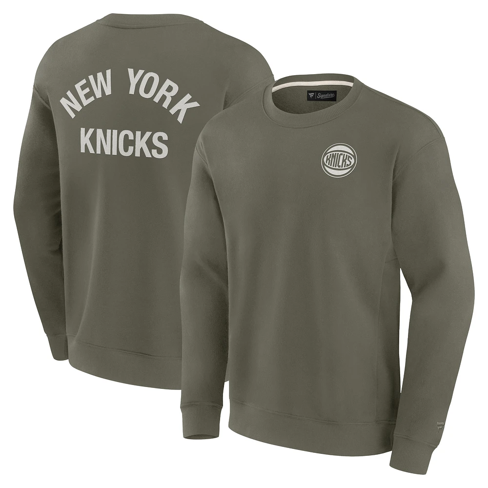 Sweat-shirt unisexe Fanatics Olive New York Knicks Super Soft Pullover Crew