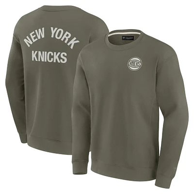 Sweat-shirt unisexe Fanatics Olive New York Knicks Super Soft Pullover Crew