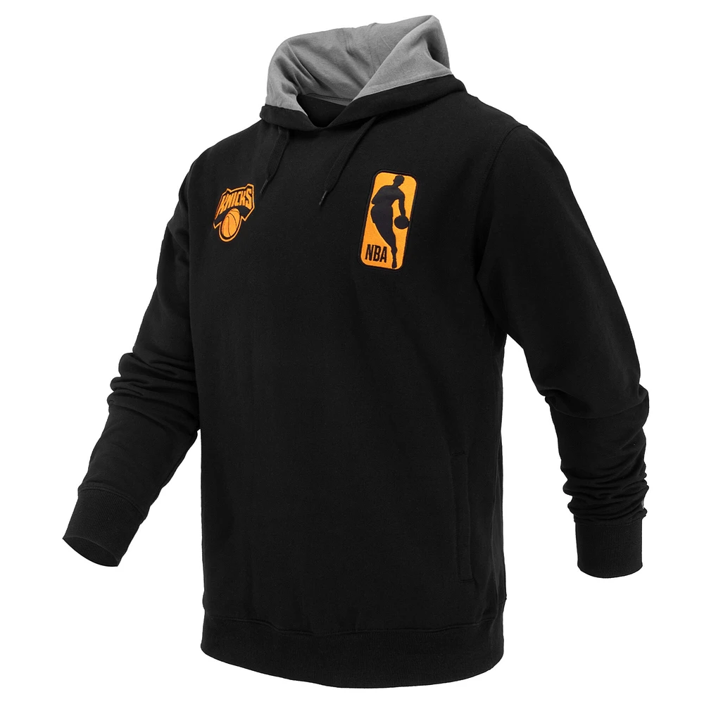 Sweat à capuche unisexe FISLL noir New York Knicks Logoman Shadow Collection
