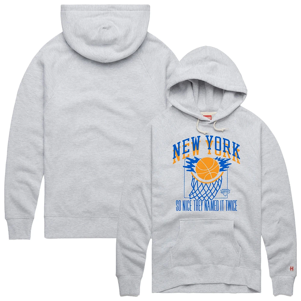 Sweat à capuche unisexe Homage Ash New York Knicks Hometown Edition Tri-Blend Raglan
