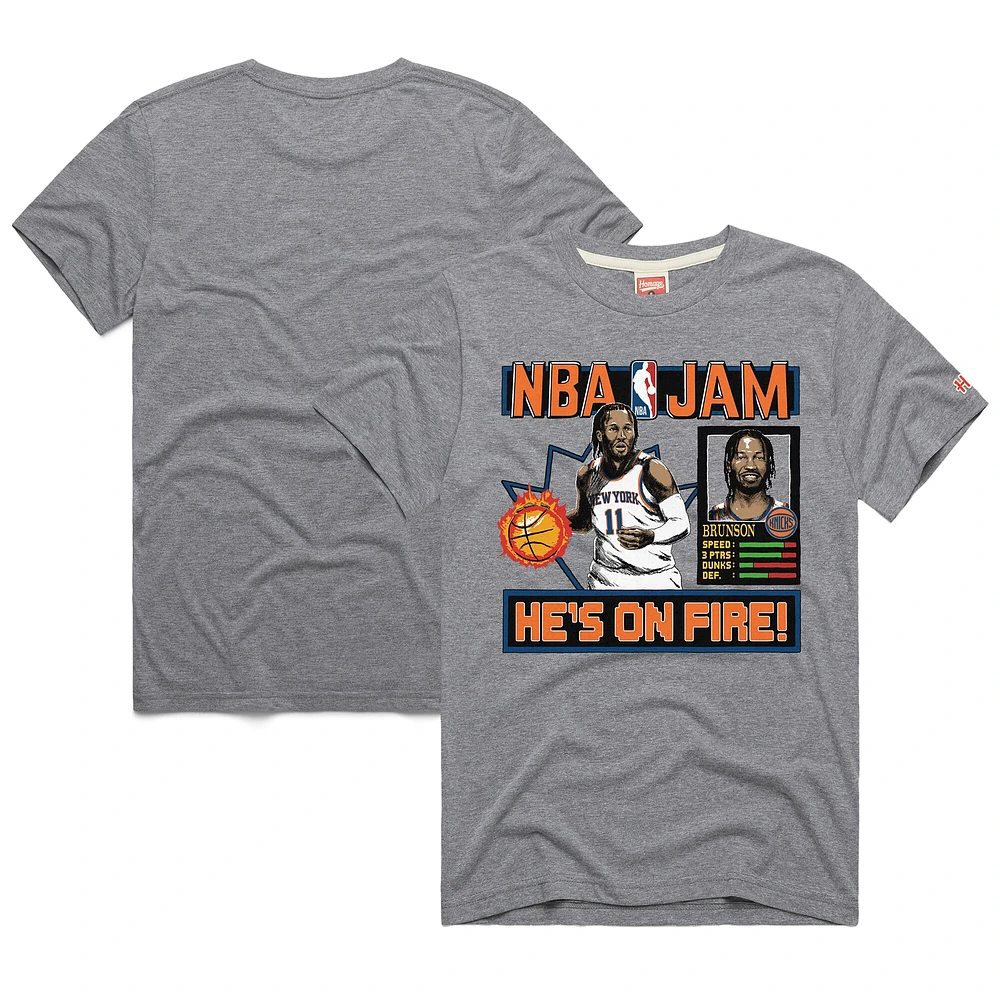 T-shirt unisexe gris hommage à Jalen Brunson des New York Knicks NBA Jam Tri-Blend