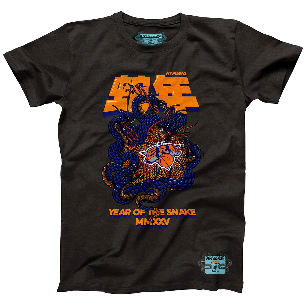 Unisex NBALab x Hyperfly Heather Black New York Knicks Year of the Snake Lunar Collection T-Shirt