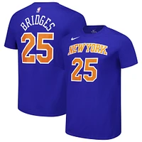 T-shirt unisexe Nike Mikal Bridges bleu avec nom et numéro des New York Knicks