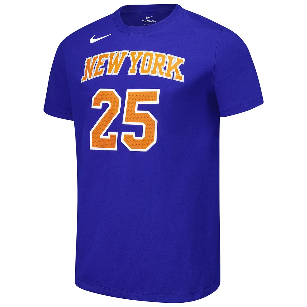 T-shirt unisexe Nike Mikal Bridges bleu avec nom et numéro des New York Knicks