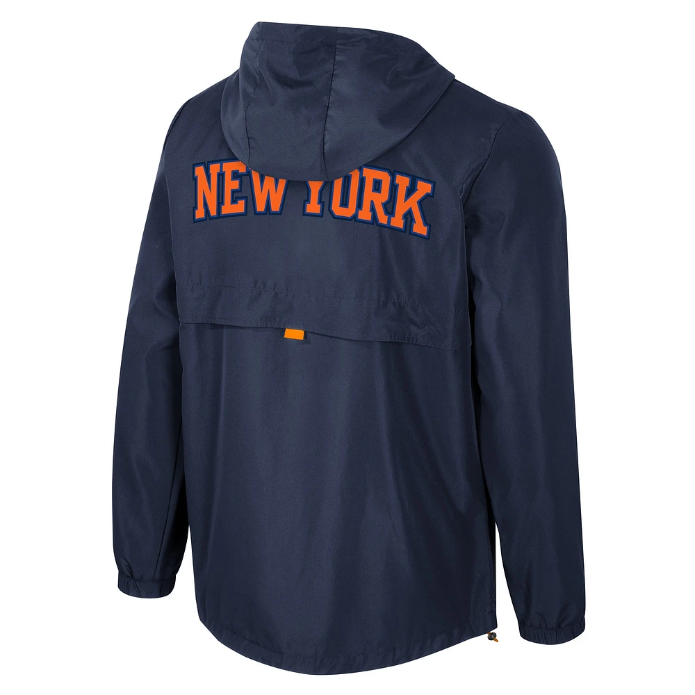 Veste coupe-vent unisexe Stadium Essentials bleu marine New York Knicks Compete à fermeture éclair quart de tour