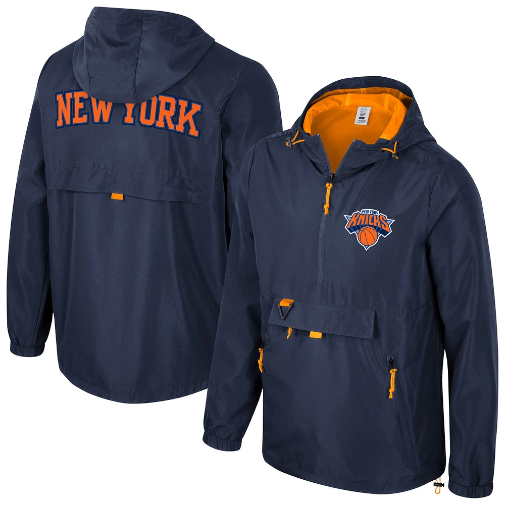 Veste coupe-vent unisexe Stadium Essentials bleu marine New York Knicks Compete à fermeture éclair quart de tour