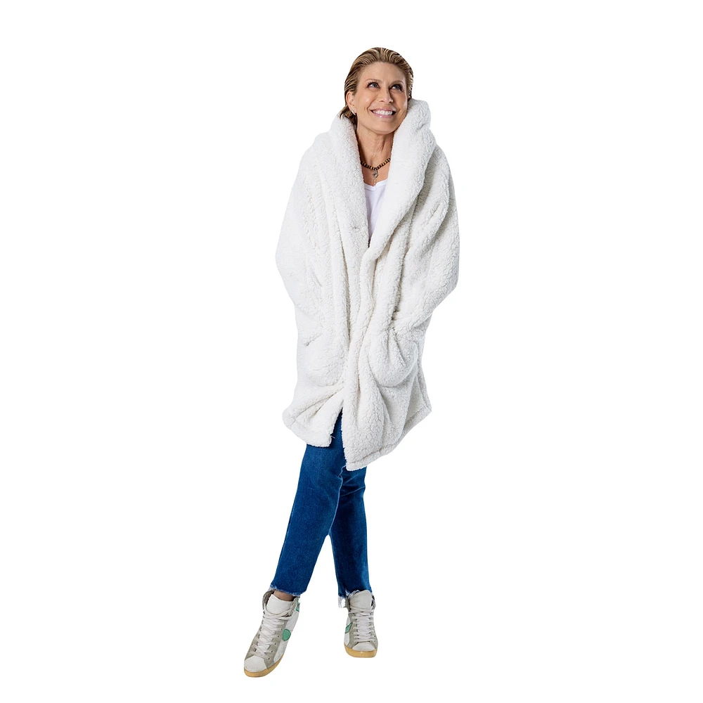 Unisex the Best Lounger World By Jill Martin Cream New York Knicks Oversized Open-Front Hoodie Sweater