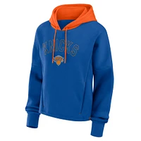 Women's Fanatics  Deep Royal New York Knicks Post Up Boxy Pullover Hoodie