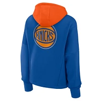 Women's Fanatics  Deep Royal New York Knicks Post Up Boxy Pullover Hoodie