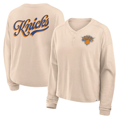 T-shirt à manches longues tendance pour femme Fanatics Natural New York Knicks Boxed Out Drop