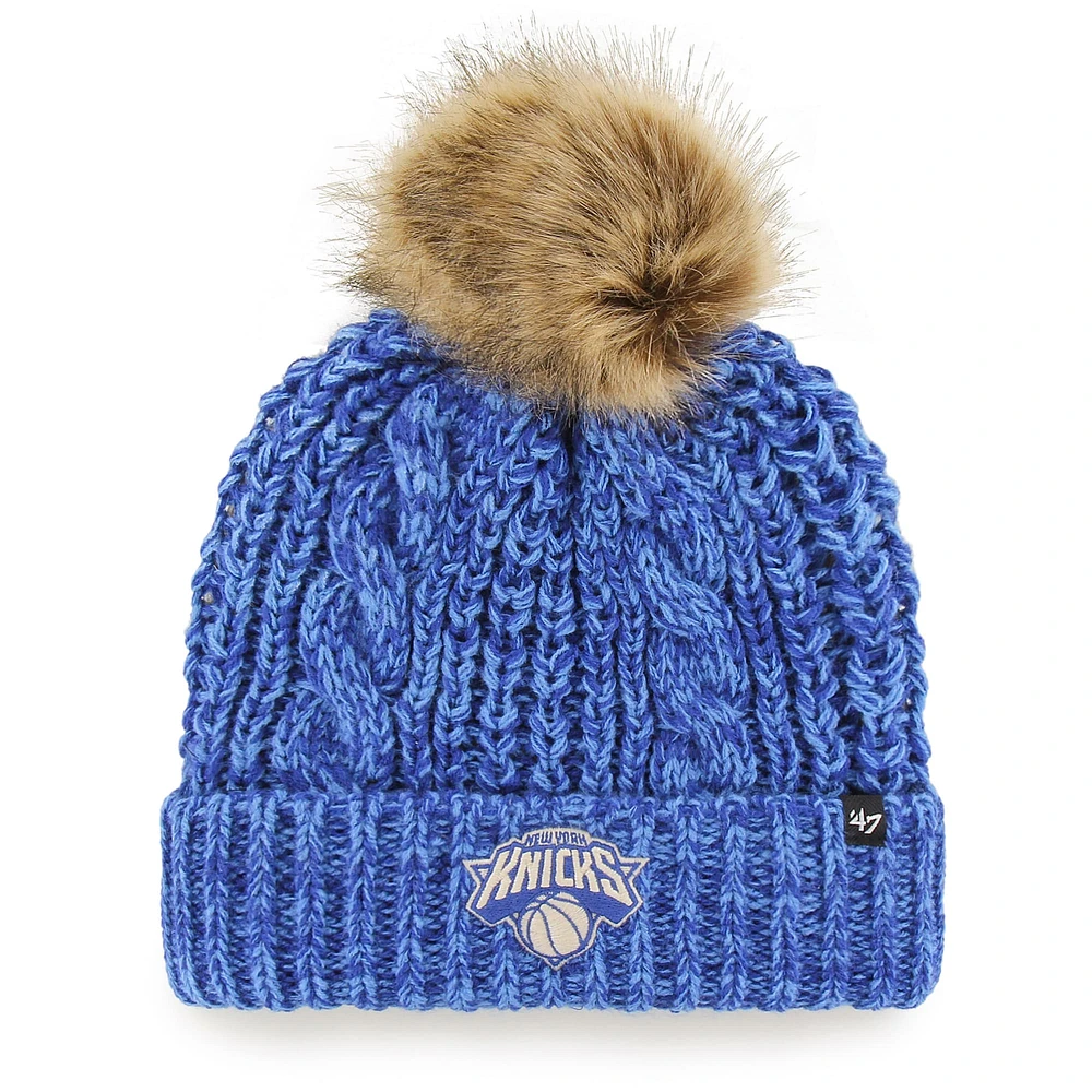 Bonnet en tricot à revers Meeko des New York Knicks '47 bleu pour femme avec pompon