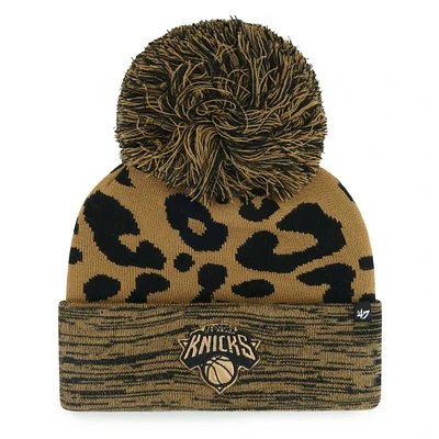 Bonnet en tricot à revers rosette '47 Leopard New York Knicks pour femmes avec pompon