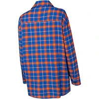 Women's College Concepts Blue/Orange New York Knicks Boyfriend Button-Up Nightshirt