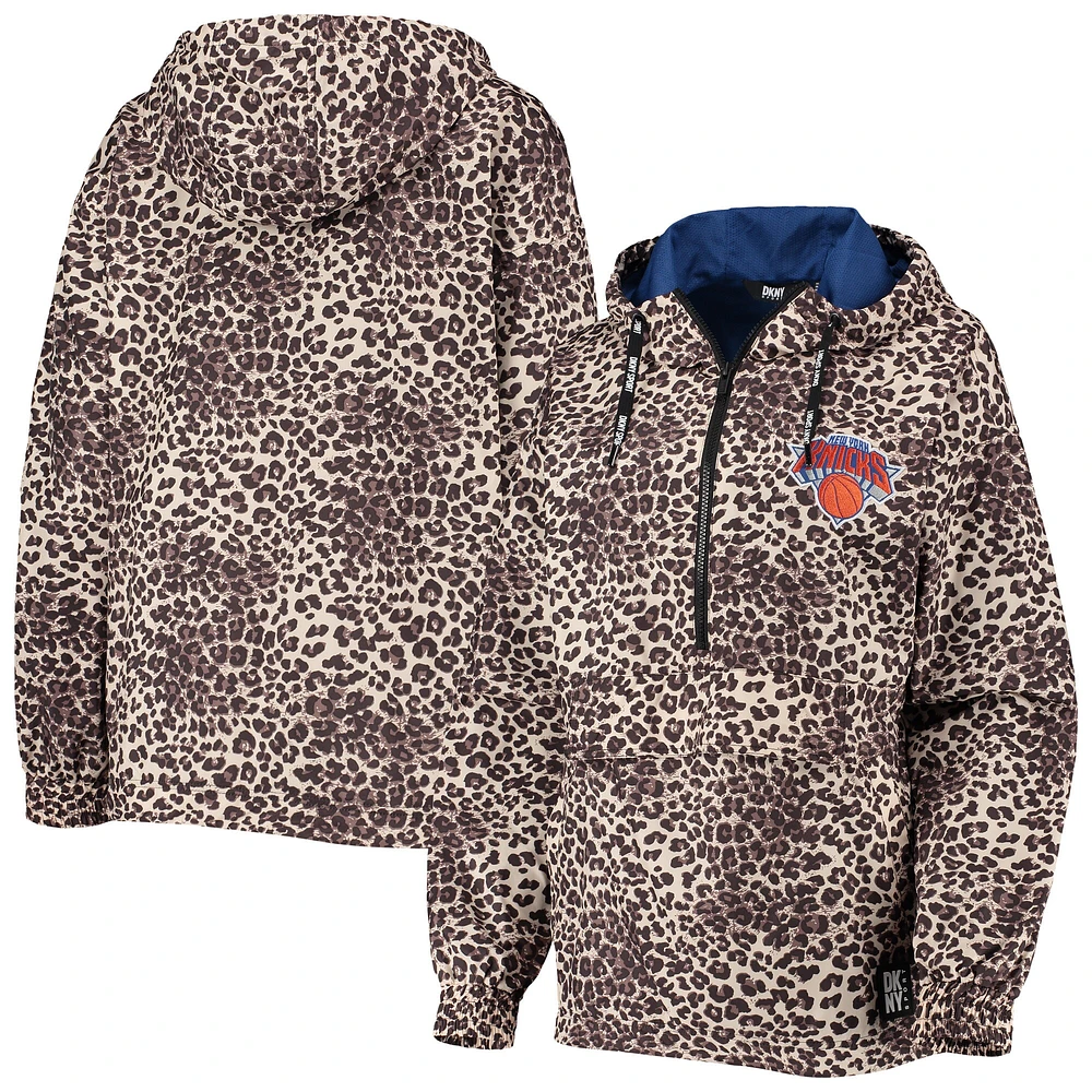 G-III Sports by Carl Banks Leopard New York Knicks Gabriella Windbreaker Half-Zip Hoodie