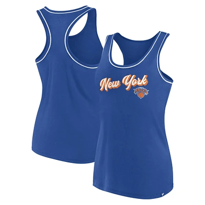 Débardeur bleu à dos nageur avec logo Fanatics New York Knicks pour femmes