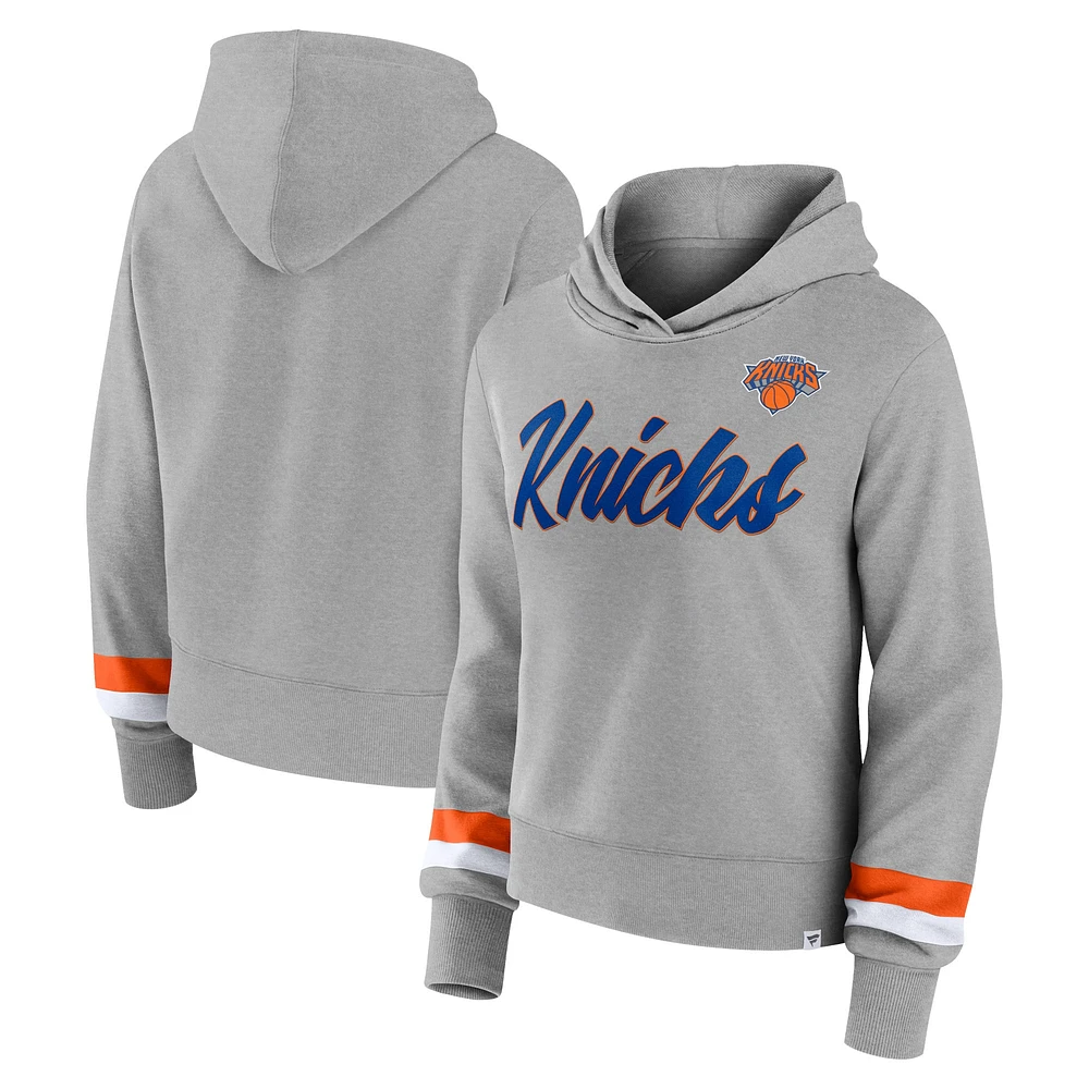 Women's Fanatics Heather Gray New York Knicks Halftime Pullover Hoodie