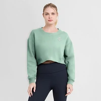 Women's Fanatics Mint New York Knicks Studio Tri-Blend Cropped Pullover Sweatshirt