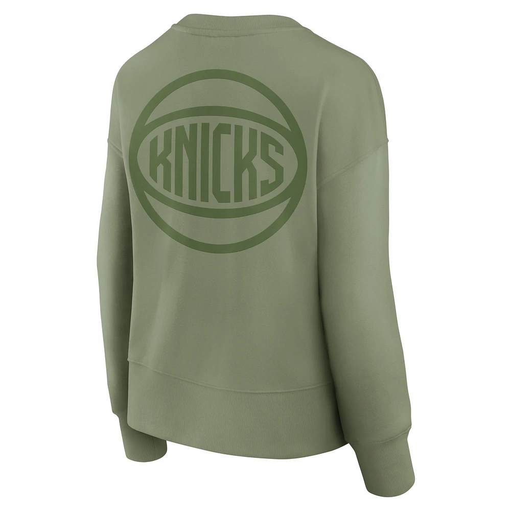 Women's Fanatics Olive New York Knicks Elements Flow Pullover Sweatshirt